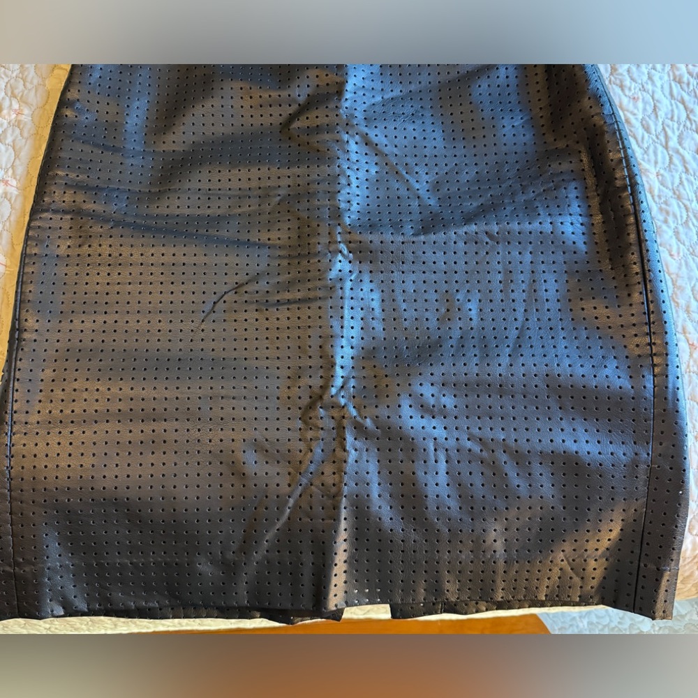 Banana Republic Faux Leather perforated dot mini skirt with lining in EUC - 6